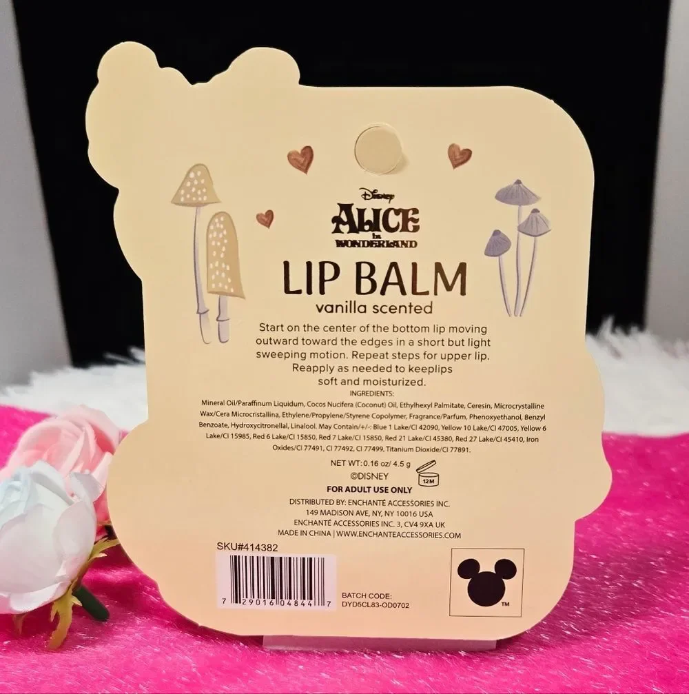 Disney Alice in Wonderland Mushroom Lip Balm – Vanilla Scented Collectible NWT